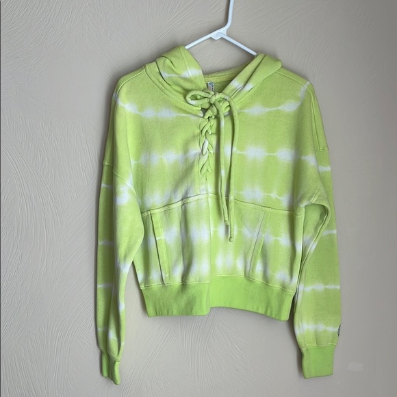 Free People Tops - FREE PEOPLE Lime Green Tie-Dye Women's Hoodie